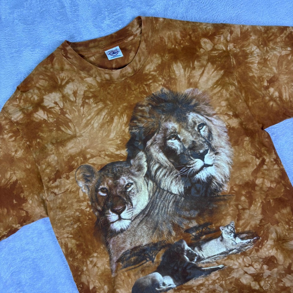 Delta Pro Weight Women's Lion Pride Tie Dye Graphic T-Shirt XL Brown Nature Tee